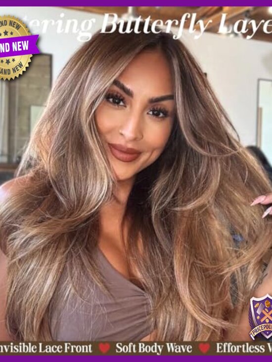 23 Inch Synthetic Lace Front Wig with Bangs Pre Plucked Pre Cut Glueless main image 5